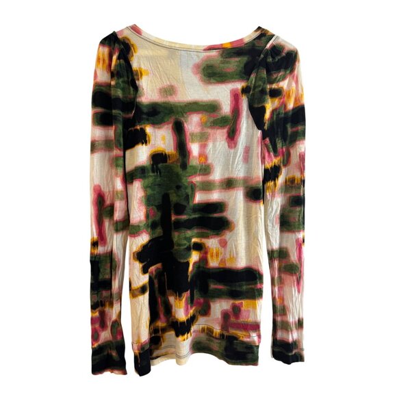 Simply Vera Vera Wang Womens Medium Multicolor Printed Long Sleeve Knit Top - Picture 2 of 7